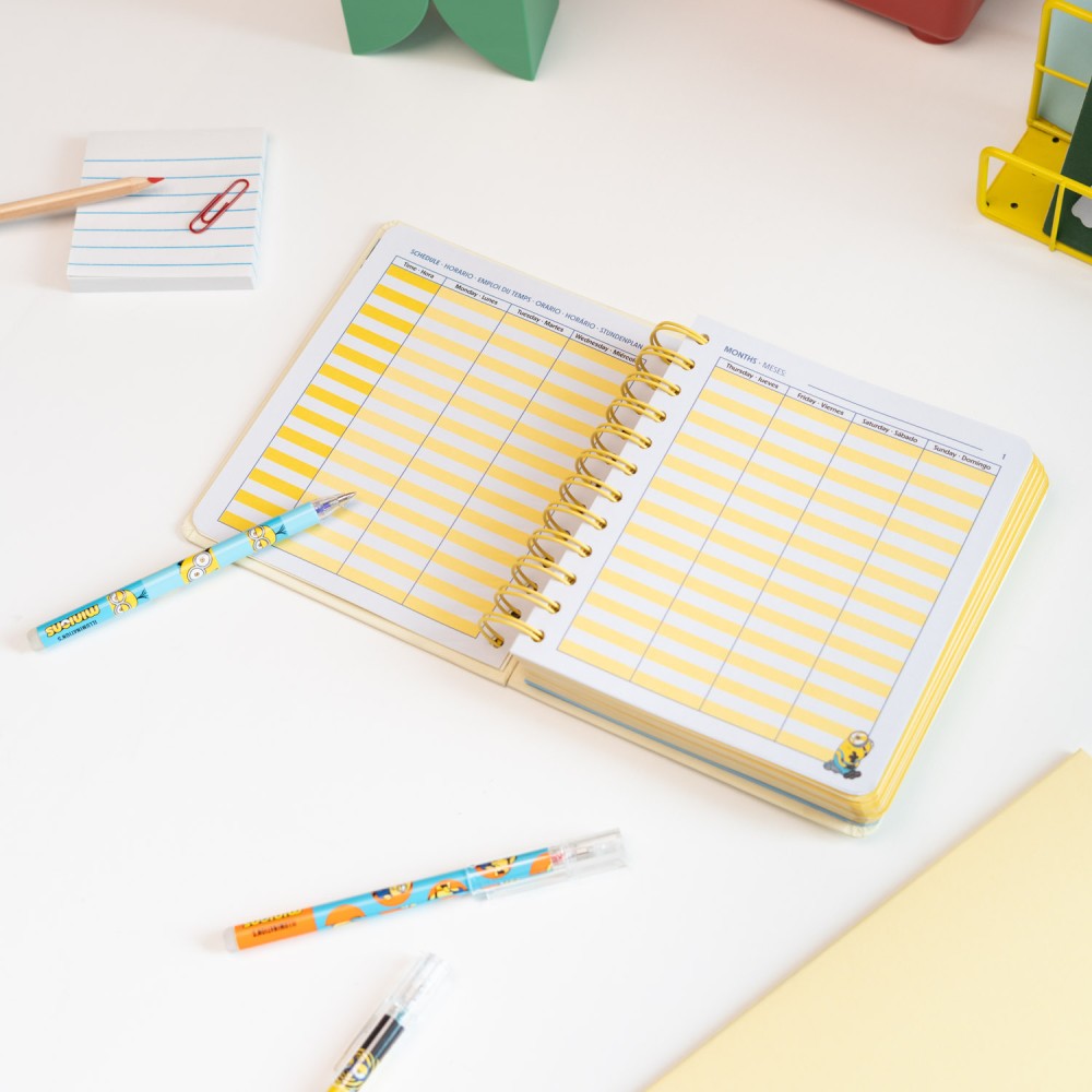 Minions - Diario Scolastico Scuola 2026 2027 Elementari/Medie - Agenda Giornaliera 2026 2027 11 Mesi con Copertina Rigida, Stickers e Divisori Illustrati (14 x 16 cm) - hardcover