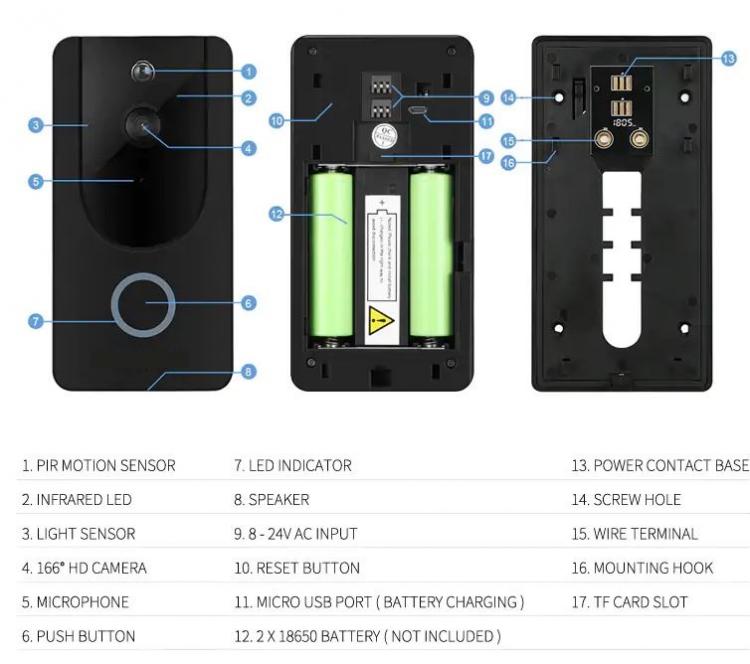 Videocitofono Wifi Ip Telecamera Citofono Campanello Smartphone Per Android Ios