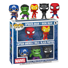 Funko Pop! Marvel: SpiderMan, IronMan, Captain America, Hulk, Black Panter (5 Pack) Vinyl Figure 9Cm