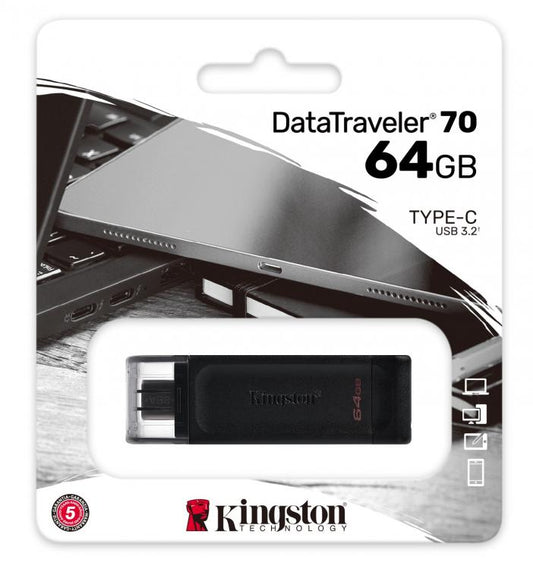 Kingston Pendrive Datatraveler 64Gb Usb 3.1 + Type C Dt70/64Gb Chiavetta Memoria