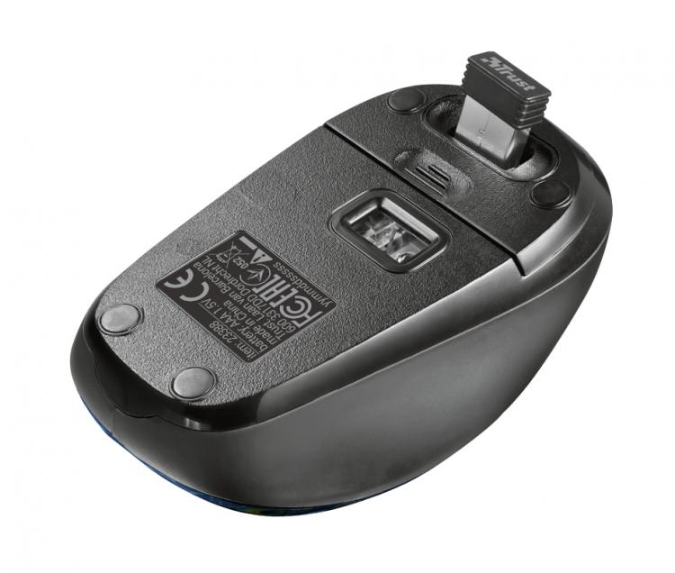 Trust Mouse Ottico Wireless Yvi Peacock 1600Dpi Usb Blu 23388 Mouse Senza Filo