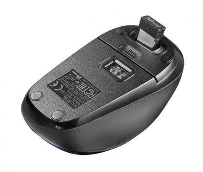 Trust Mouse Ottico Wireless Yvi Peacock 1600Dpi Usb Blu 23388 Mouse Senza Filo