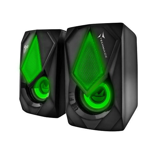 Techmade Casse Per Pc 2.0 Speaker Gaming  Computer 3W Luce Led  Multicolor Nero