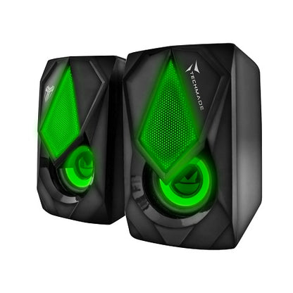 Techmade Casse Per Pc 2.0 Speaker Gaming  Computer 3W Luce Led  Multicolor Nero