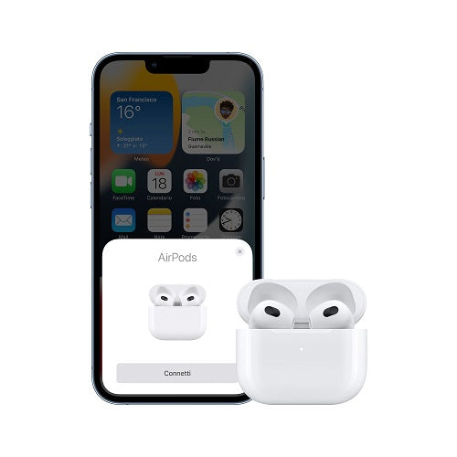APPLE AURICOLARI AIRPODS 3 MME73ZM/A + CUSTODIA RICARICA WIRELESS IPHONE SPOTIFY