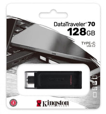 Kingston Pendrive 128GB DataTraveler USB-C 3.2 DT70/128GB Chiavetta Memoria Drive Flash Type C Nero
