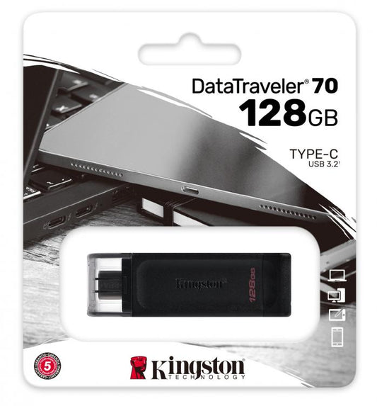 Kingston Pendrive Datatraveler 128Gb Usb 3.1 + Type C Dt70/128Gb Chiavetta Usb