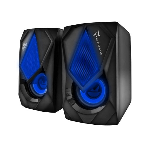 Techmade Casse Per Pc 2.0 Speaker Gaming  Computer 3W Luce Led  Multicolor Nero