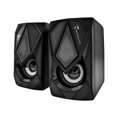 Techmade Casse Per Pc 2.0 Speaker Gaming  Computer 3W Luce Led  Multicolor Nero