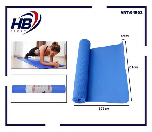 Tappetino Yoga Tappeto Aerobica Fitness Ginnastica Palestra Pilates 3mm Blu