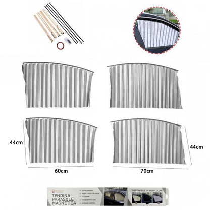 Kit 4 Tenda Tendina Parasole Raggi Uv Magnetica Auto Anteriore Posteriore Grigio