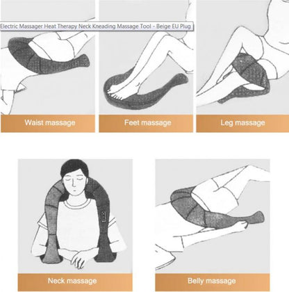 Massaggiatore Cervicale Shiatsu Rotante Collo Gambe Glutei Schiena Riscaldante