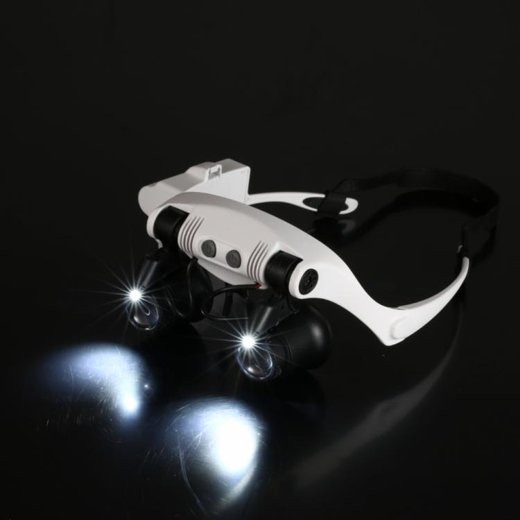 Visiera Occhiali Lente Ingrandimento Precisione Con 2 Led 4 Lenti Luce Torcia