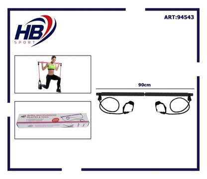 ATTREZZO ELASTICO LONG BARRA RESISTENZA CORDA ESERCIZI BRACCIA PILATES YOGA NERO