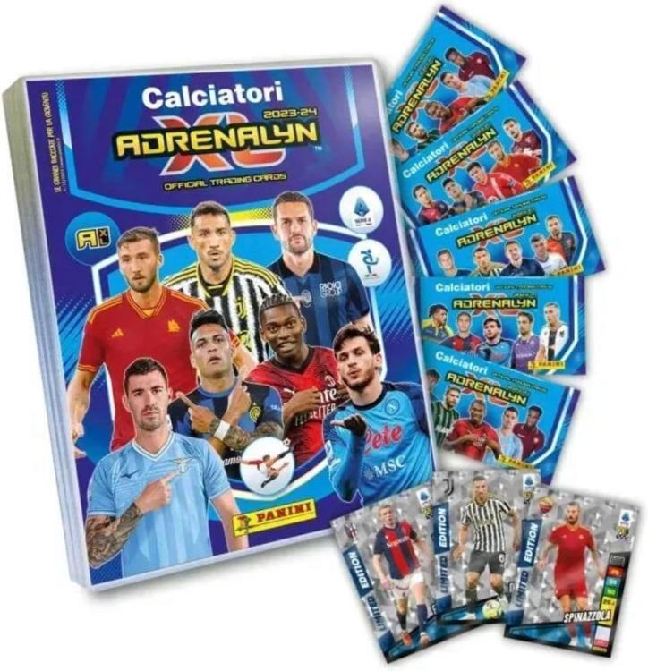 CALCIATORI PANINI ADRENALYN XL 2023-2024 MEGA PACK ALBUM + 5 BUSTINE 30 CARD