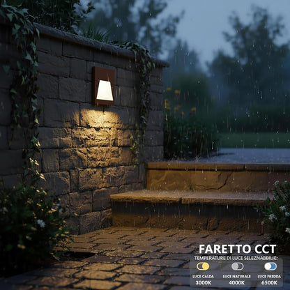 Universo Es49-G3c Punto Luce Segnapasso Rettangolare Led ad Incasso Cambia Colore CCT 3in1 da 3w 24° Da Esterno Ip65 Scatola 503 per Scale Giardino - Bianco