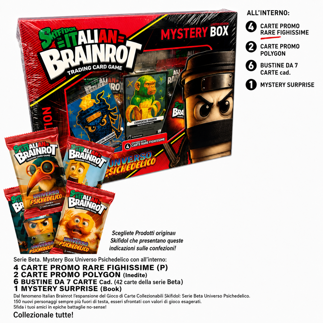 Skifidol BrainRot: Universo Psichedelico - Mystery Box Limited Edition Red - 6 bustine da 7 card + 4 carte promo e 2 mistery CCG TCG