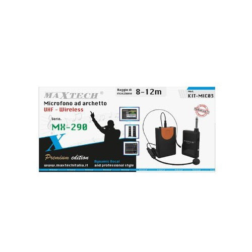 Microfono Wireless Ad Archetto Senza Fili Uhf Dj Karaoke Spettacolo | Kit-Mic03