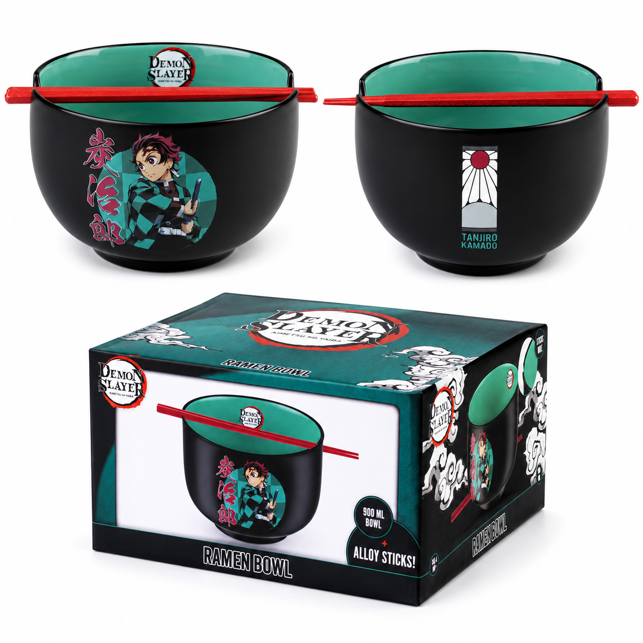 Grupo ERIK: Ciotola Ramen Demon Slayer - Ramen Bowl 900 ml + Alloy Sticks - Ciotola Cucina Giapponese Kimetsu No Yaiba Gadget