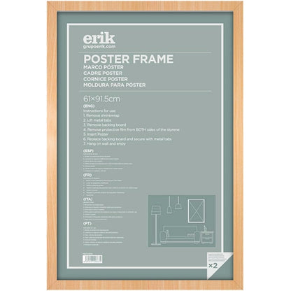 Grupo Erik: Cornice Poster 61 x 91,5 cm effetto legno Faggio Bombata da parete grande, in legno MDF Curvo , Cornice per Maglia da Calcio, Cornice per Quadri grandi