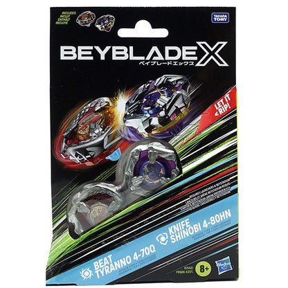 Hasbro - Beyblade X (Conf 2 Trottole) Beat Tyranno 4-70Q Vs Knife Shinobi 4-80Hn