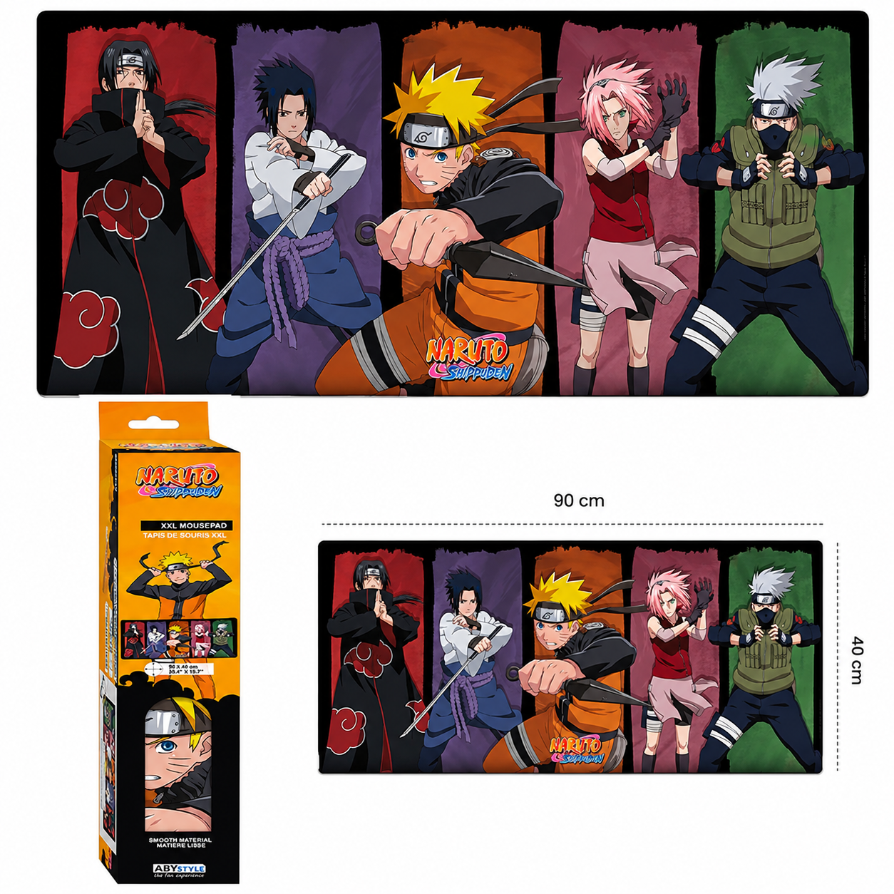 ABYSTYLE: Naruto Shippuden Desk Mat XL Tappetino Tastiera Mouse Pad Gaming Scrivania