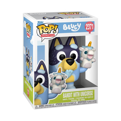 Funko Pop ! Animation Bluey - (2371)  Bandit w/Unicorse - Figure Papà 9Cm (PREORDER)