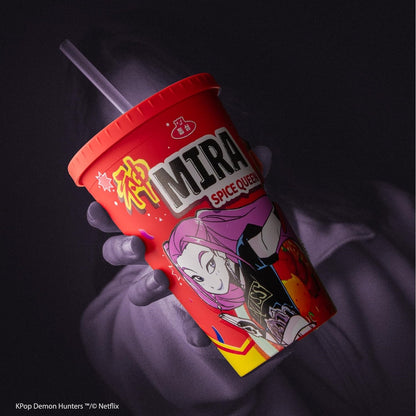 Cinereplicas - Kpop Demon Hunters - Bicchiere con Cannuccia e Coperchio 475 ml (Mira Spice Queen) Tazza Licenza Ufficiale