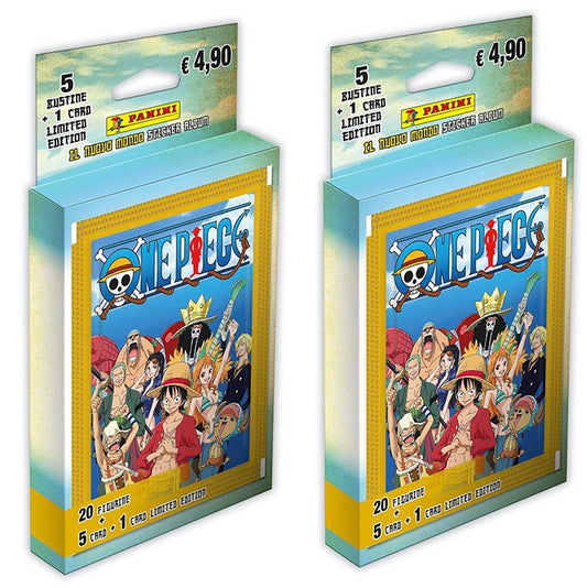 One Piece Sticker Panini 2Pack Blister 10 Bustine + 2 Card Limited Da Collezione