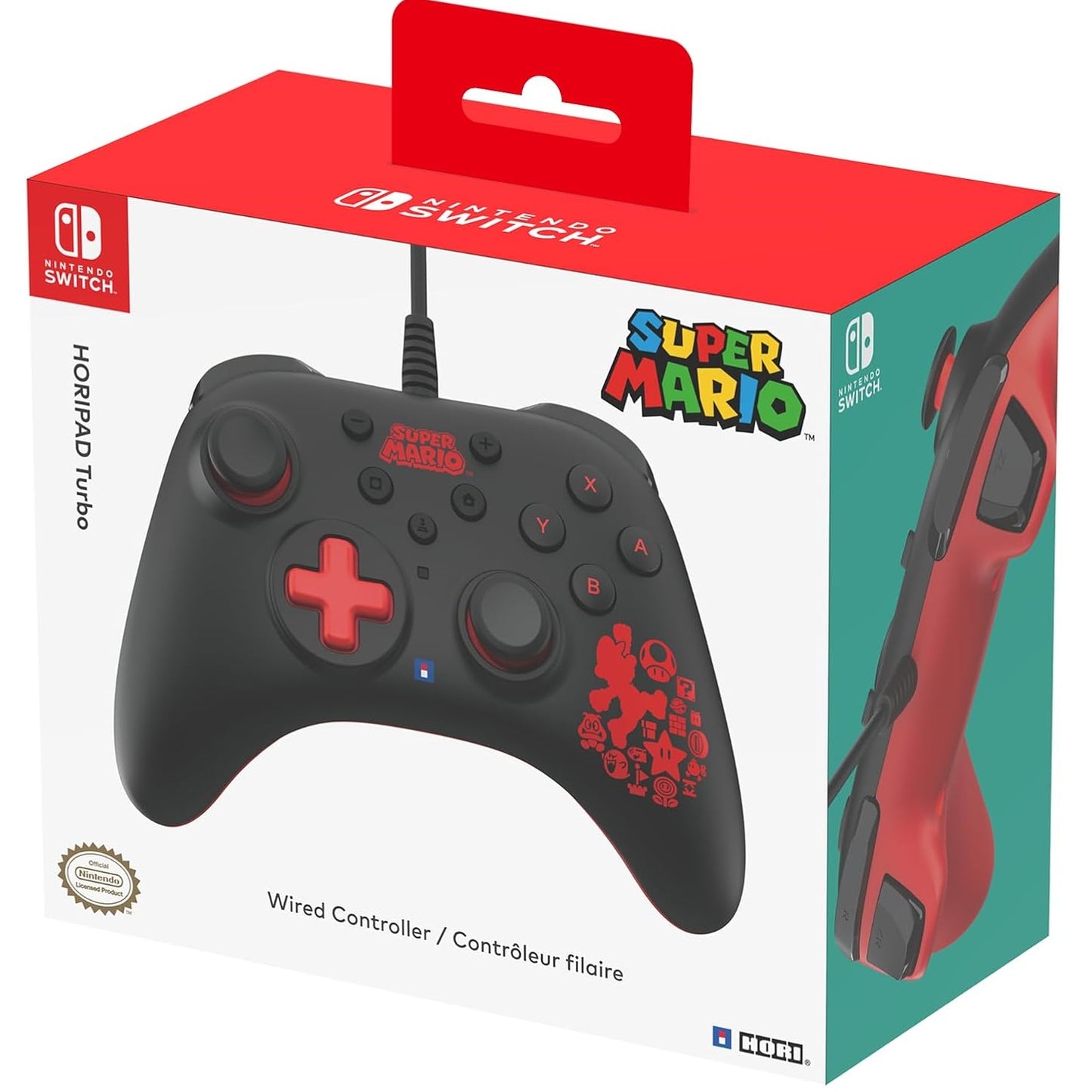 Hori Switch Controller Wired Horipad Turbo Mario Cablato Per Switch e OLED
