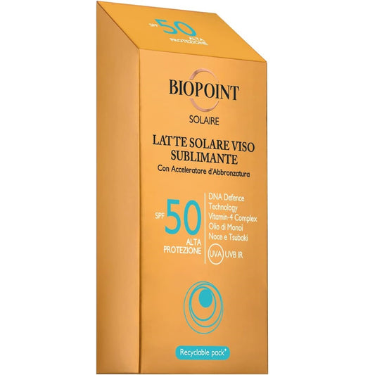 Biopoint Solaire - Latte Solare Viso SPF 50 - Acceleratore Abbronzatura 50 ml