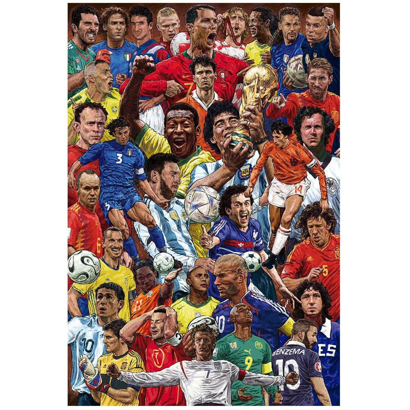 Maxi Poster Sport (Calciatori Leggendari) Gadget Calcio, Football Legendary, da Muro Ufficio Bar Incorniciabile 91 x 61 cm
