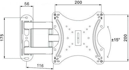 Fenner Tech Staffa Tv 14"-42" Full Motion Extra Slim 20Kg Braccio Snodabile Led