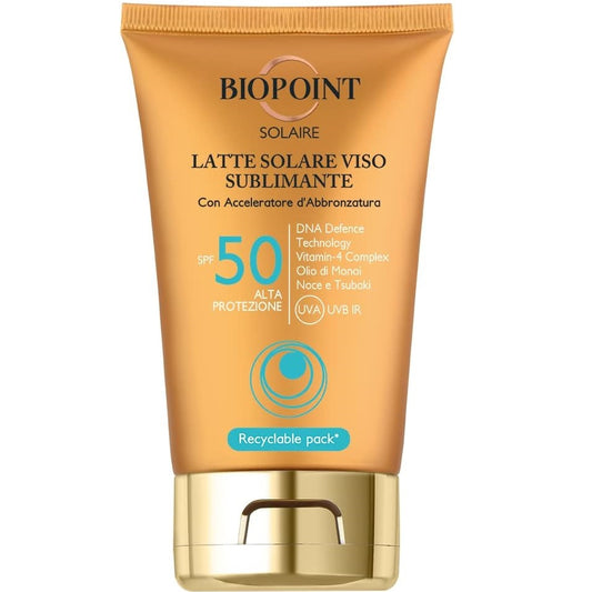 Biopoint Solaire - Latte Solare Viso SPF 50 - Acceleratore Abbronzatura 50 ml