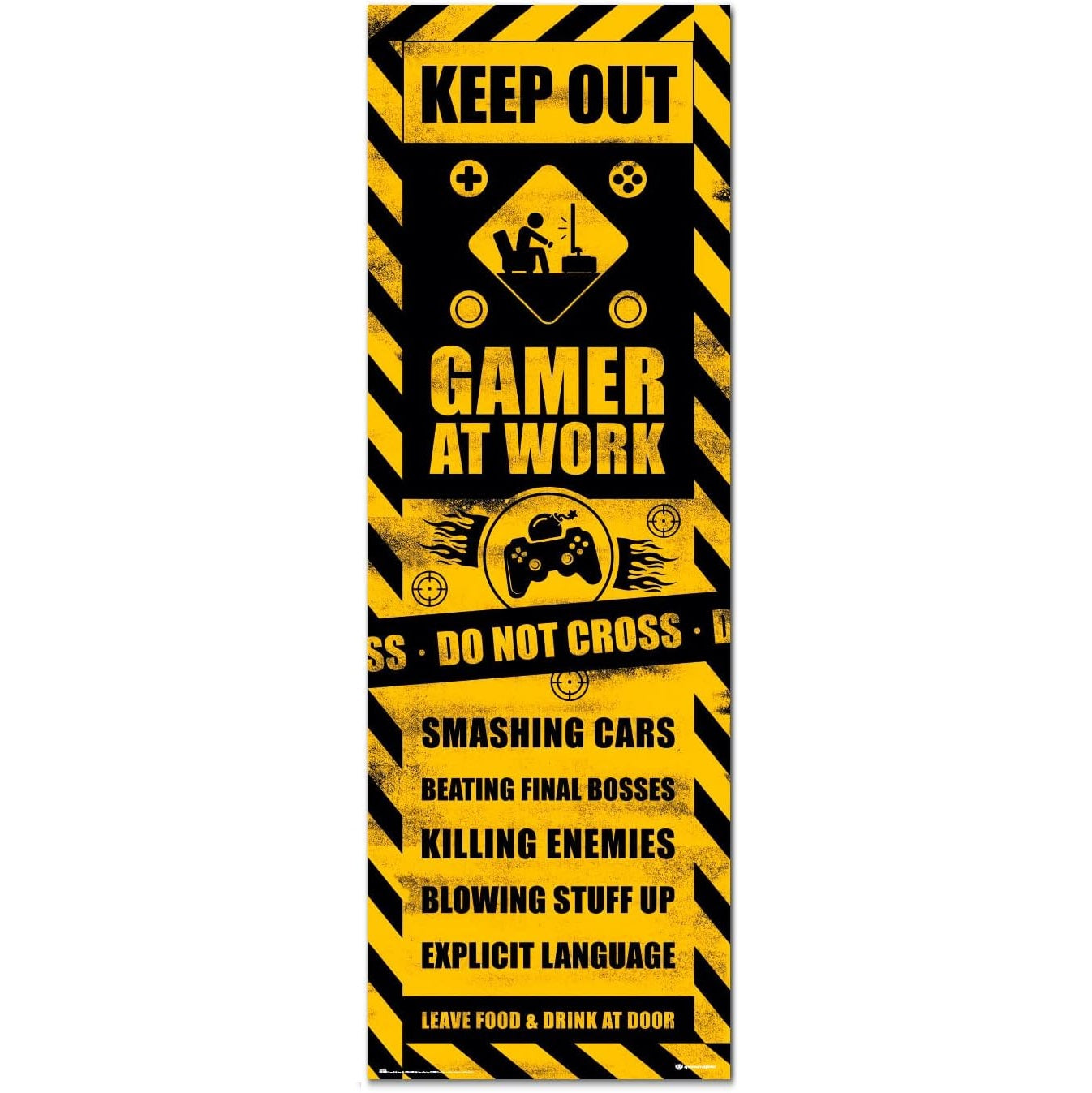 Maxi Poster XXL Porta o Parete (Gameration Gaming Caution) Incorniciabile per Cameretta Gamer, Gadget, Ufficio 53x158 cm