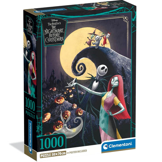 Clementoni- Puzzle 1000pz The Nightmare Before Christmas + Poster Incluso