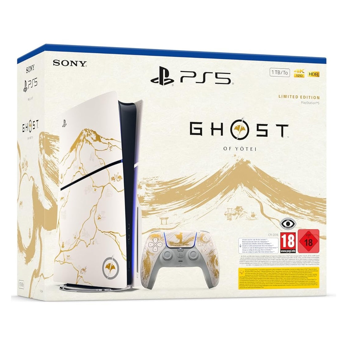 Sony Console PS5 Playstation 5 (Ghost of Yotei) Limited Edition - Slim 1TB Gold White