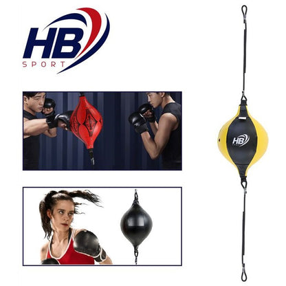 Hb Palla Tesa Sacco Boxe Elastico Colpitore Taekwondo Speed Ball Pugilato Giallo