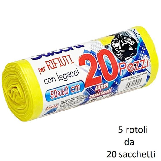 100 BUSTE SACCHI SACCHETTI RIFIUTI SPAZZATURA RACCOLTA DIFFERENZIATA 50X60cm GLL