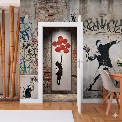 Maxi Poster XXL Porta o Parete - Artist (Girl Floating Original) Banksy Style Arte Incorniciabile per Cameretta, Gadget, Ufficio 53x158 cm