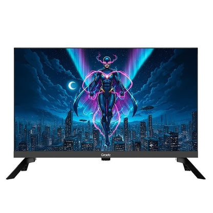 Graetz Smart Tv 24" HD Led Google Tv - DVB-T2-S2-C (220v / 12v con Cavo incluso) CI+ - 2 Telcomandi con Funziona Vocale - Ideale per Camper Barca Hotel - GR24G1300