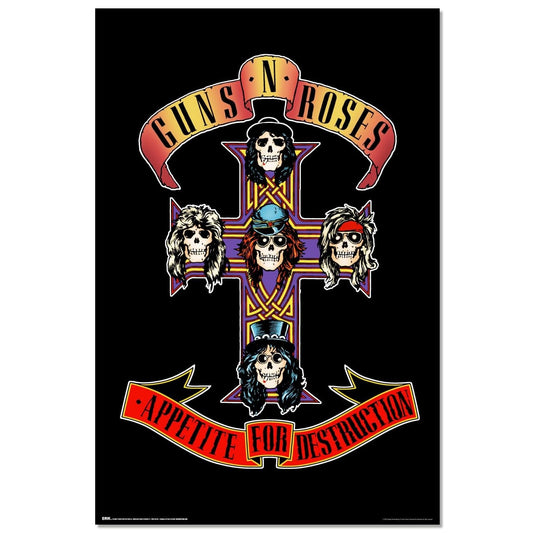 Maxi Poster Rock (Guns n' Roses) gadget Musica regalo, decorazione parete Incorniciabile 91x61 cm