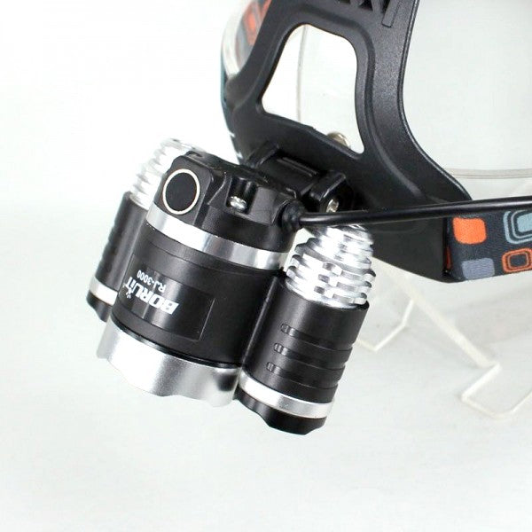 Torcia Lampada Frontale Led Ricaricabile 3 Led 5000 Lumen Cree T6 R5 Testa Casco