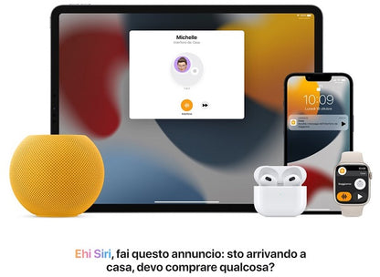 APPLE HOMEPOD MINI SPACE WHITE SIRI ASSISTENTE VOCALE SPEAKER BIANCO MY5H2SM/A