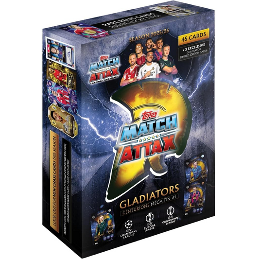 Topps Match Attax UEFA Champions League 2025/26 Gladiators Centurions Mega Tin Box Carte Calcio