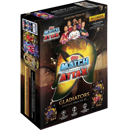 Topps Match Attax UEFA Champions League 2025/26 Gladiators Spartans Mega Tin Box Carte Calcio