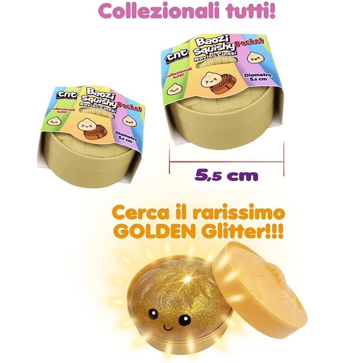 Baozi Squishy Raviolo Cinese Kawaii Morbido Antistress 5,5 Cm - Box Display 24 Pezzi