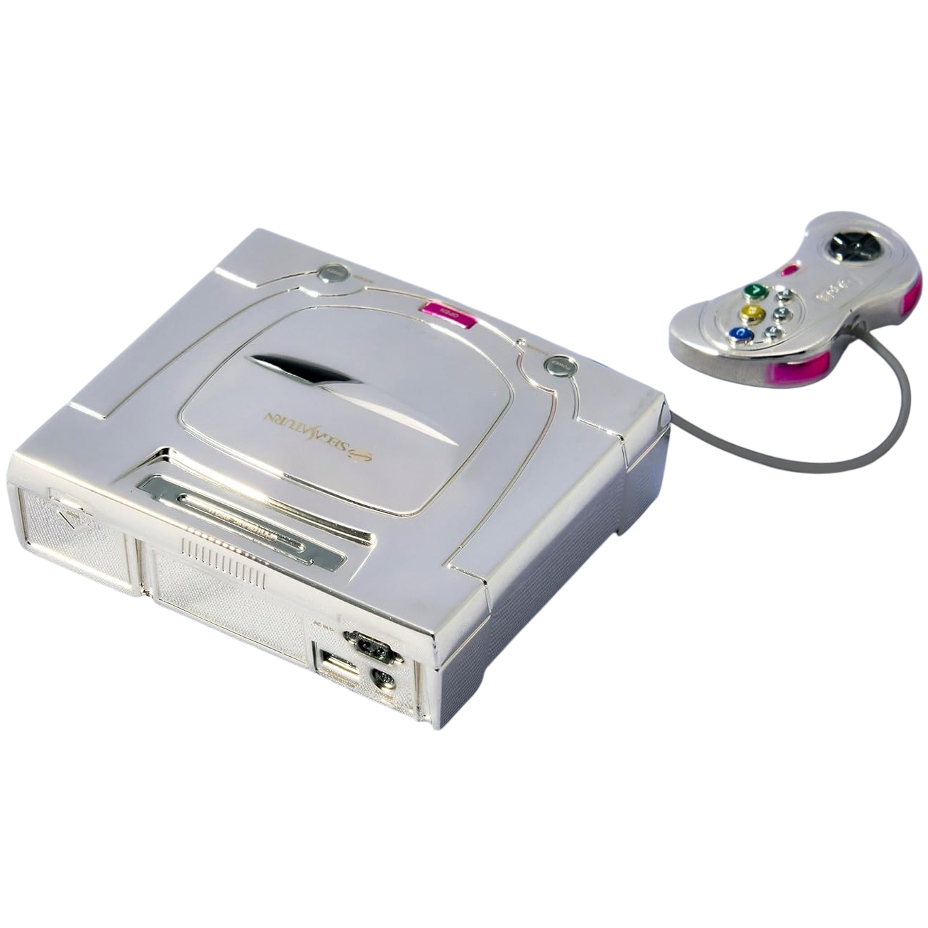 Square Enix Sega: Sega Saturn (White) Bright Arts Gallery Series - Replica Figure in Metallo con Controller 4,2 cm