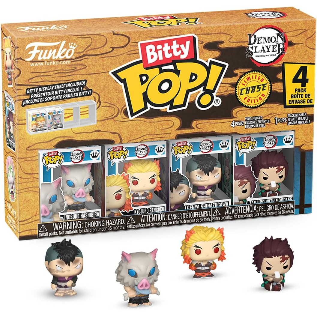 Funko Bitty Pop! Demon Slayer (4 Pack) w/ Bitty Display Chase Edition - Mini Vinyl Figure 2cm