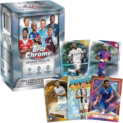 Topps Chrome UEFA Club Competitions 2025/26 Blaster Box Trading Cards Calcio